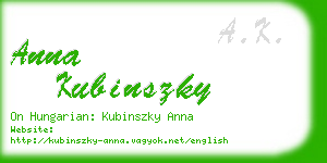 anna kubinszky business card